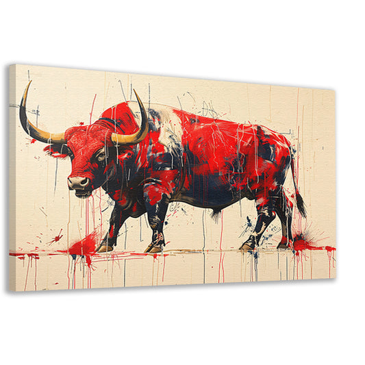 Abstract rode stier canvas