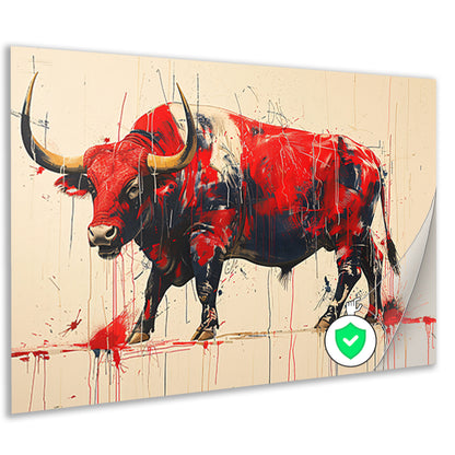 Abstract rode stier poster