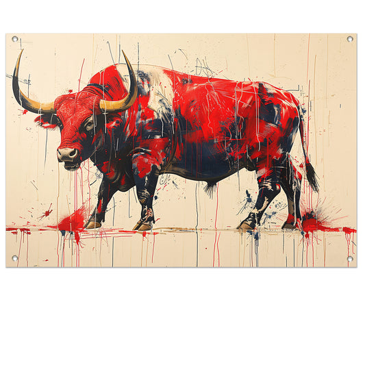 Abstract rode stier tuinposter