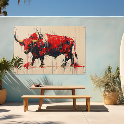 Abstract rode stier tuinposter