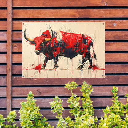 Abstract rode stier tuinposter