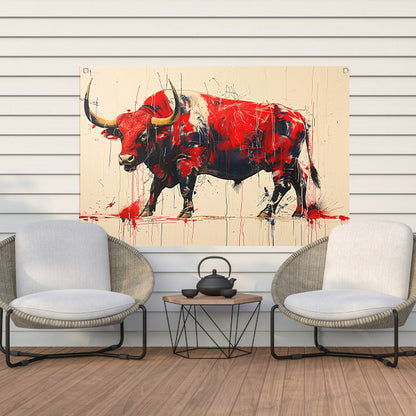 Abstract rode stier tuinposter