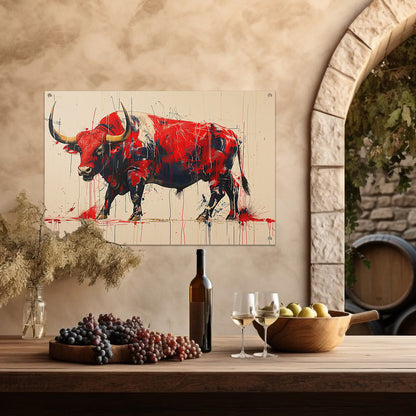 Abstract rode stier tuinposter