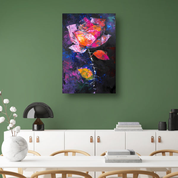 Abstract schilderij van kleurrijke roos canvas