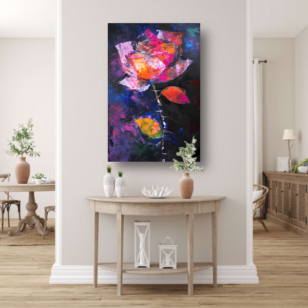 Abstract schilderij van kleurrijke roos canvas