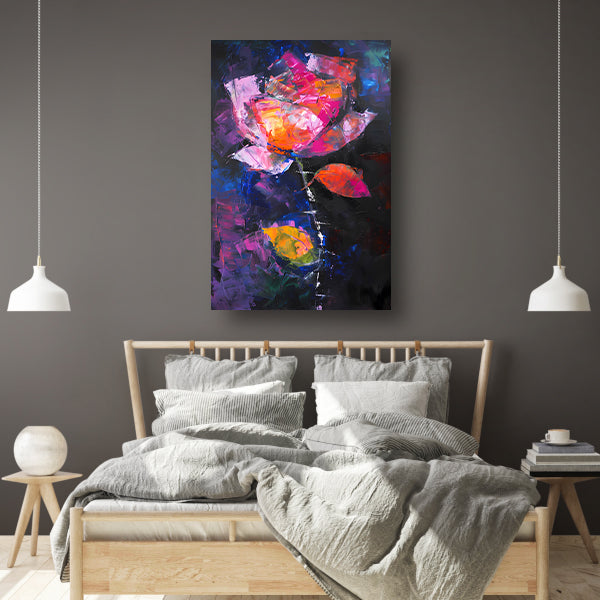 Abstract schilderij van kleurrijke roos canvas