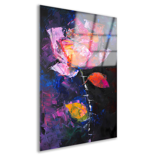 Abstract schilderij van kleurrijke roos acrylglas