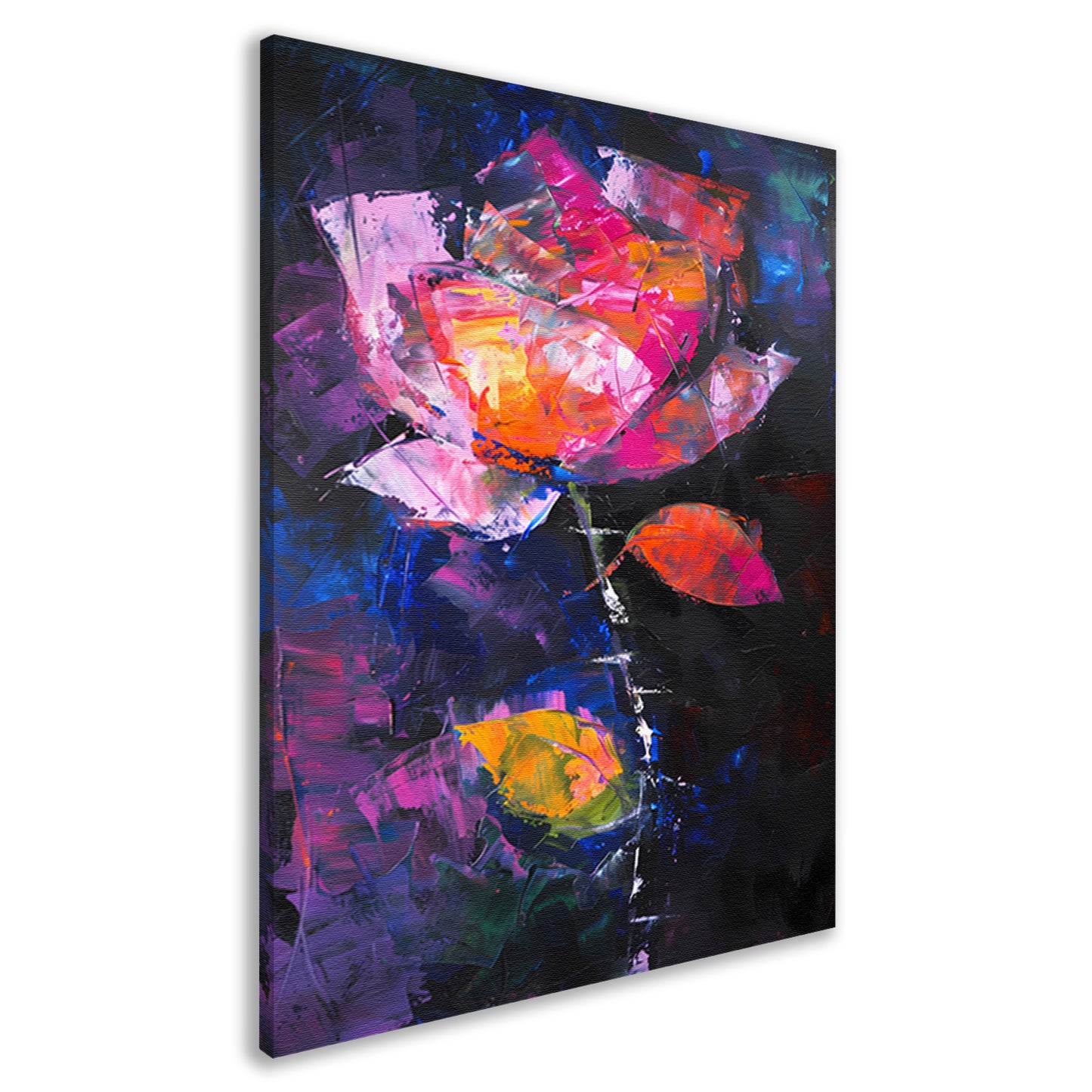 Abstract schilderij van kleurrijke roos canvas