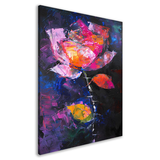 Abstract schilderij van kleurrijke roos canvas