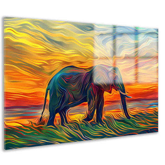 Abstracte olifant met zonsondergang acrylglas
