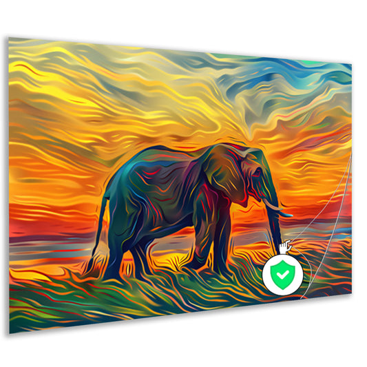 Abstracte olifant met zonsondergang poster