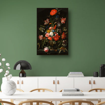 Bloemen in een metalen vaas - Abraham Mignon poster