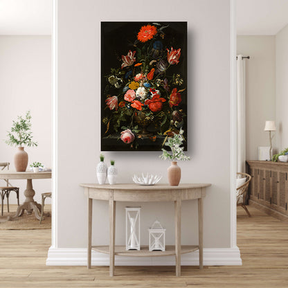 Bloemen in een metalen vaas - Abraham Mignon poster
