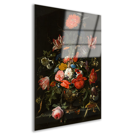 Bloemen in een metalen vaas - Abraham Mignon Acrylglas