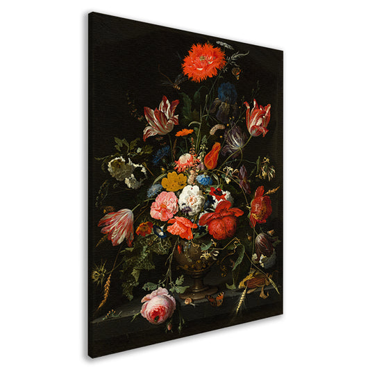 Bloemen in een metalen vaas - Abraham Mignon canvas