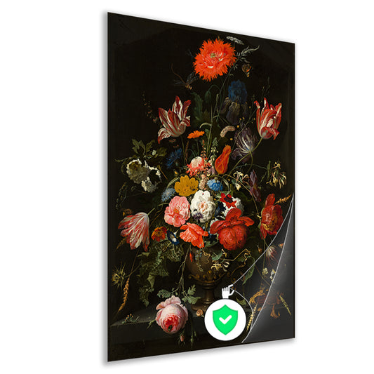 Bloemen in een metalen vaas - Abraham Mignon poster