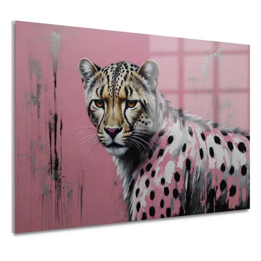 Intens Roze Luipaard in Moderne Kunst acrylglas