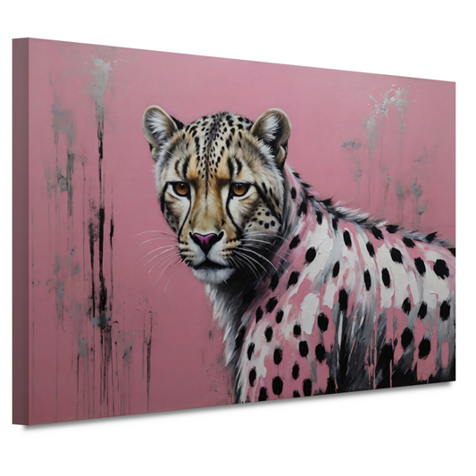 Intens Roze Luipaard in Moderne Kunst canvas