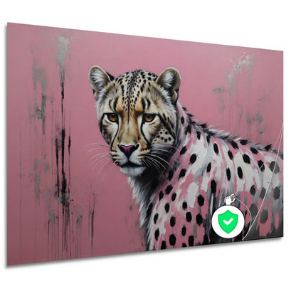 Intens Roze Luipaard in Moderne Kunst poster