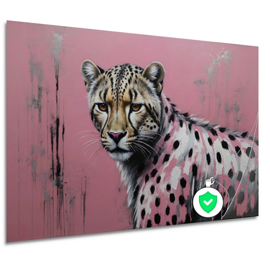 Intens Roze Luipaard in Moderne Kunst poster