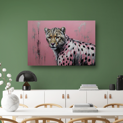Intens Roze Luipaard in Moderne Kunst poster