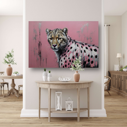 Intens Roze Luipaard in Moderne Kunst poster