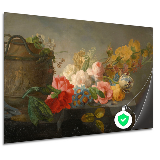 Boeket bloemen op een richel - Pieter Faes poster