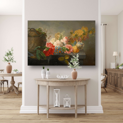 Boeket bloemen op een richel - Pieter Faes poster