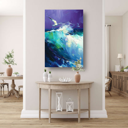Abstracte vogel met kleurrijke golven acrylglas