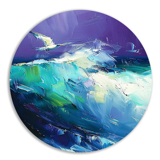 Abstracte vogel met kleurrijke golven aluminium muurcirkel