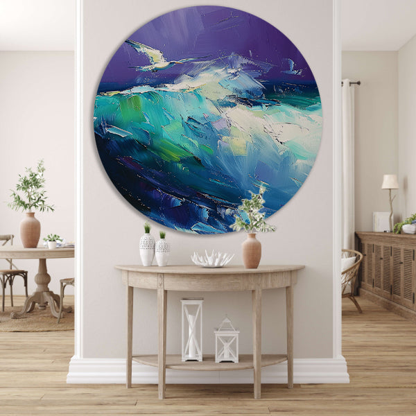Abstracte vogel met kleurrijke golven forex muurcirkel