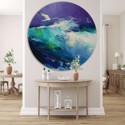 Abstracte vogel met kleurrijke golven forex muurcirkel
