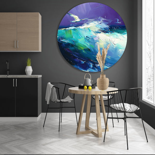 Abstracte vogel met kleurrijke golven forex muurcirkel