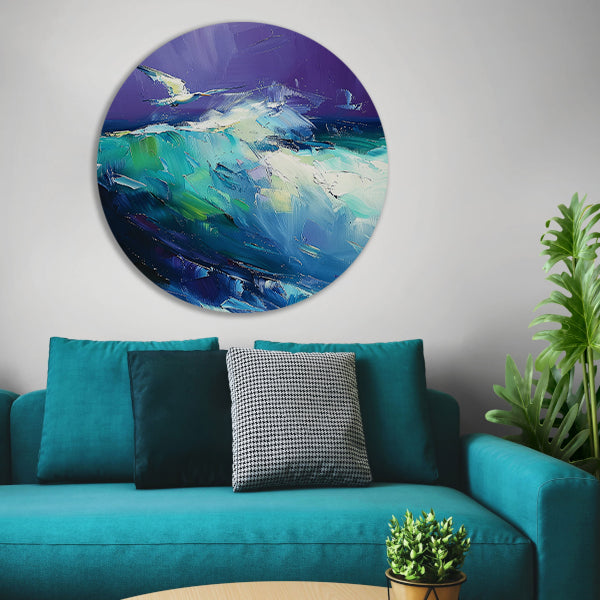 Abstracte vogel met kleurrijke golven forex muurcirkel