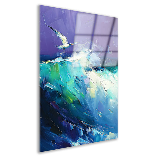 Abstracte vogel met kleurrijke golven acrylglas
