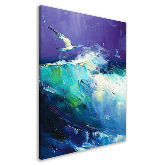 Abstracte vogel met kleurrijke golven canvas
