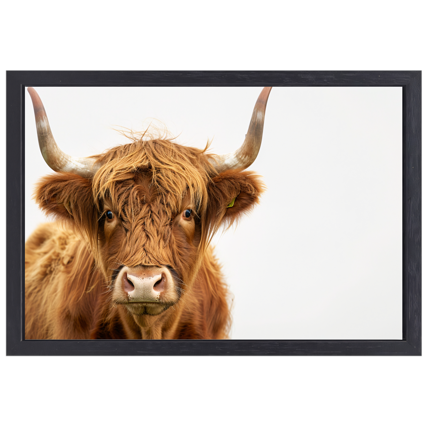 Close-up van een Schotse hooglander met indrukwekkende hoorns canvas met baklijst