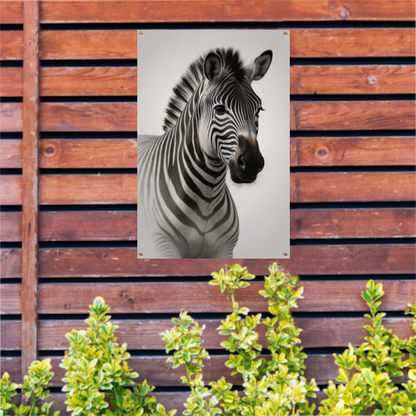 Minimalistisch Portret van een Elegante Zebra tuinposter