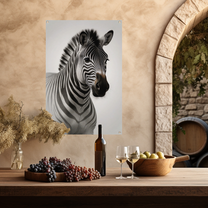 Minimalistisch Portret van een Elegante Zebra tuinposter