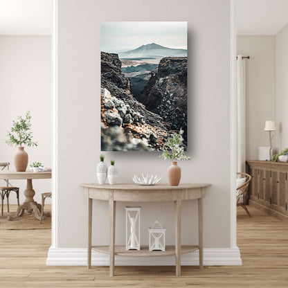 Monochroom Vulkanisch Berglandschap canvas