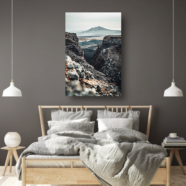 Monochroom Vulkanisch Berglandschap canvas