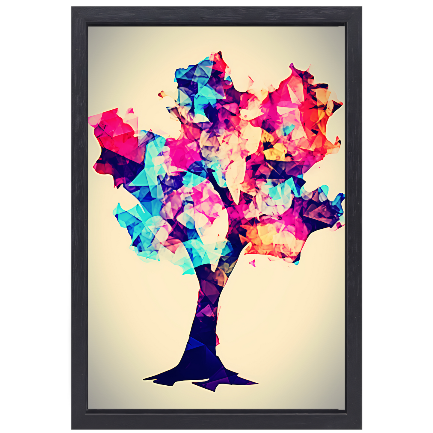 Abstracte Boom met Kleurrijke Bladeren canvas met baklijst