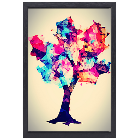 Abstracte Boom met Kleurrijke Bladeren canvas met baklijst