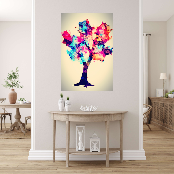 Abstracte Boom met Kleurrijke Bladeren poster