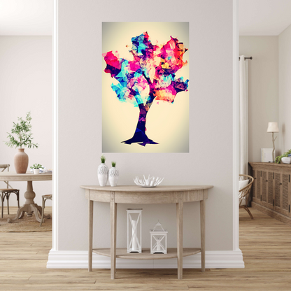 Abstracte Boom met Kleurrijke Bladeren poster