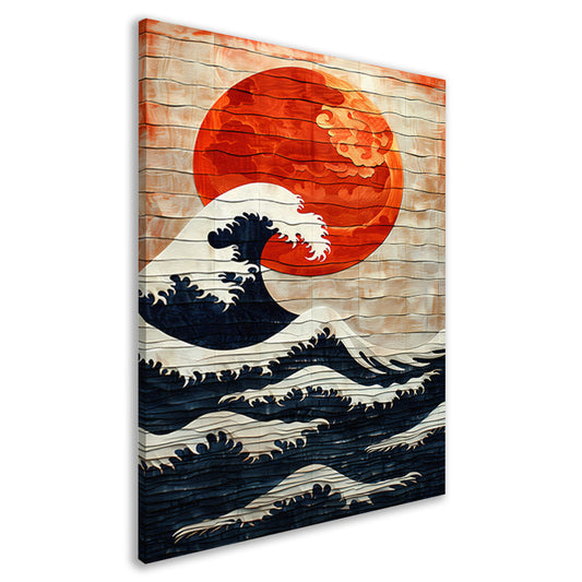 Houten Interpretatie van de Grote Golf canvas