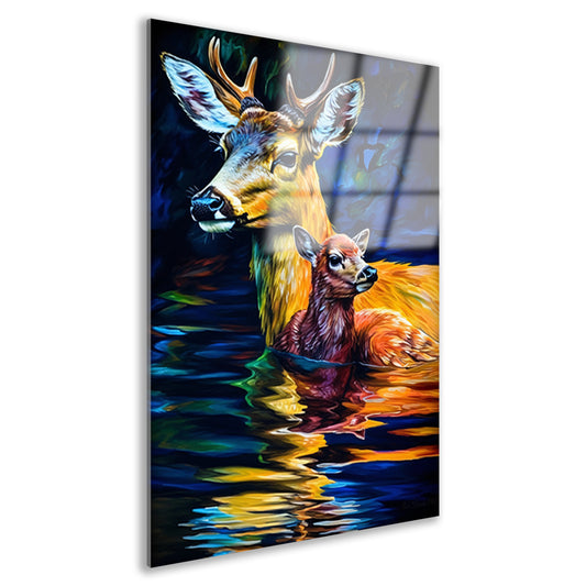 Moederhert en fawn in ochtendgloren Acrylglas