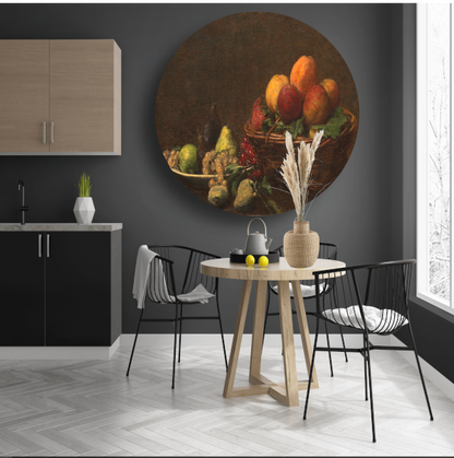 Stilleven met fruit - Henri Fantin-Latour aluminium muurcirkel