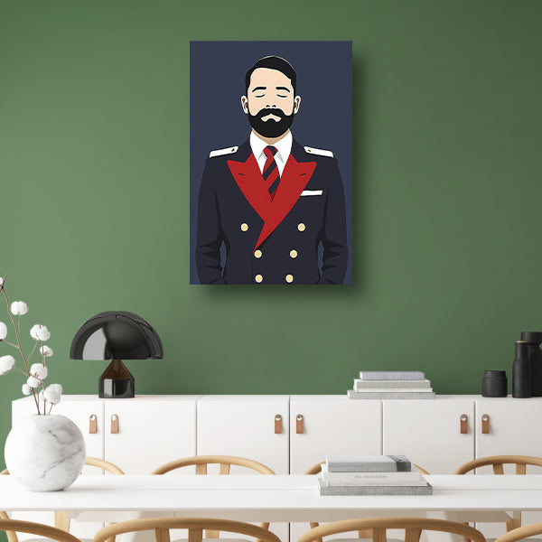 Minimalistisch portret van man in uniform canvas