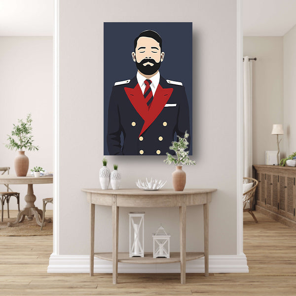 Minimalistisch portret van man in uniform canvas